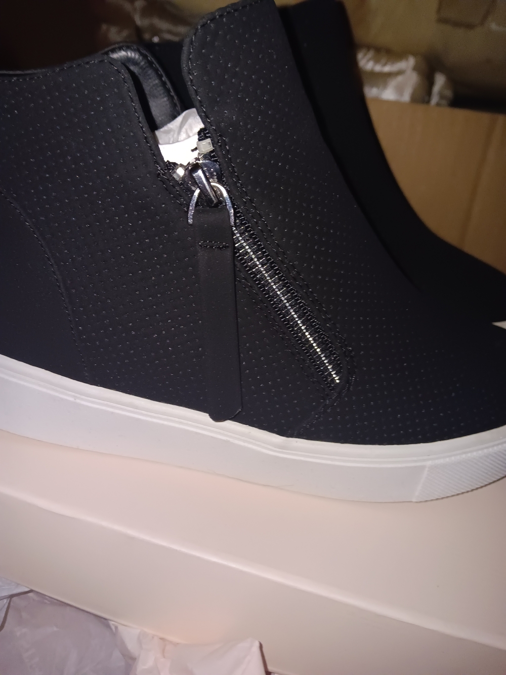 Women’s Black Slip On Sneaker with Side Zip